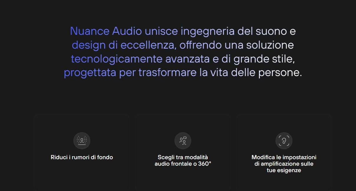 Tecnologia Occhiali Nuance Audio